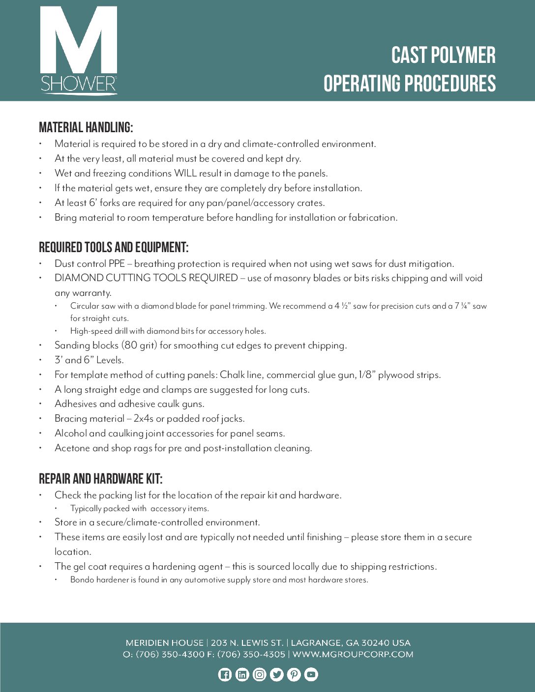 Cast Polymer Operating Procedures